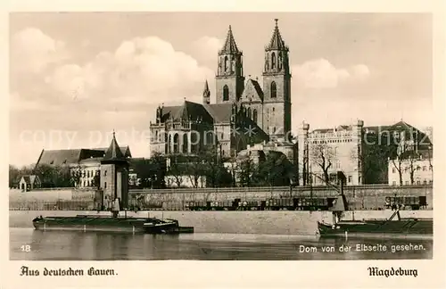 AK / Ansichtskarte Magdeburg Dom von Elbseite gesehen Kat. Magdeburg