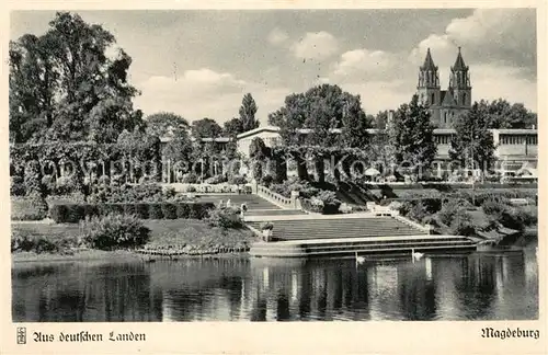 AK / Ansichtskarte Magdeburg Park am Wasser Dom Kat. Magdeburg