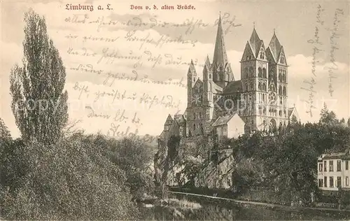 AK / Ansichtskarte Limburg Lahn Dom Blick von der alten Bruecke Kat. Limburg a.d. Lahn