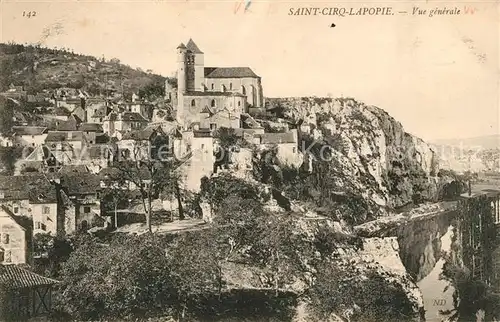 AK / Ansichtskarte Saint Cirq Lapopie Vue generale avec l Eglise Kat. Saint Cirq Lapopie