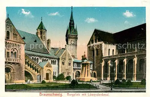 AK / Ansichtskarte Braunschweig Burgplatz mit Loewendenkmal Kat. Braunschweig