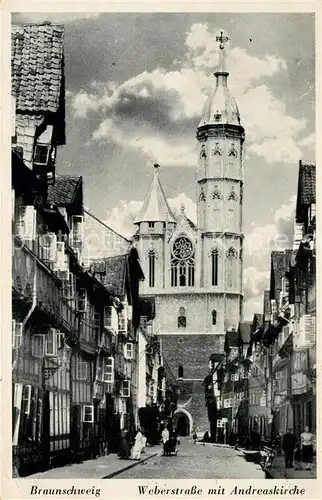 AK / Ansichtskarte Braunschweig Weberstrasse mit Andreaskirche Kat. Braunschweig