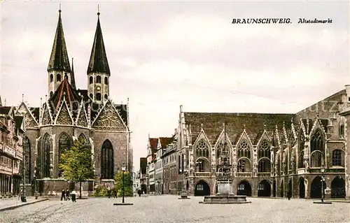 AK / Ansichtskarte Braunschweig Altstadtmarkt Brunnen Kirche Kat. Braunschweig
