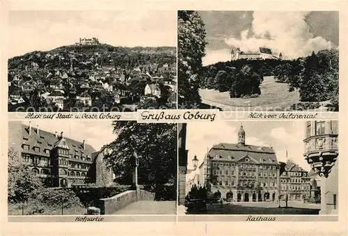 AK / Ansichtskarte Coburg Stadtpanorama mit Veste Veilchental Rathaus Hofpartie Kat. Coburg