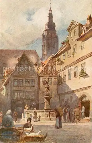 AK / Ansichtskarte Coburg Blick in Steingasse mit Moritzkirche Kuenstlerkarte Kat. Coburg