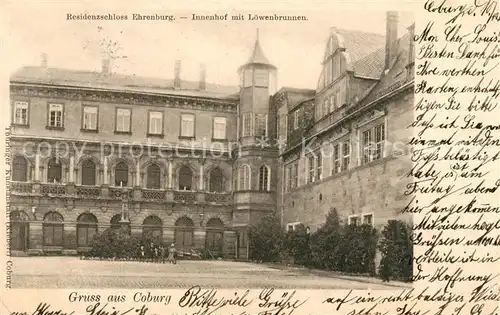 AK / Ansichtskarte Coburg Residenzschloss Ehrenburg Innenhof mit Loewenbrunnen Kat. Coburg