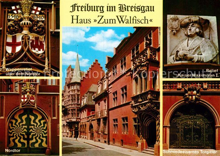 Ak Ansichtskarte Freiburg Breisgau Haus Zum Walfisch Relief