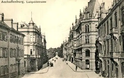 AK / Ansichtskarte Aschaffenburg Main Luitpoldstrasse mit Ludwigsbrunnen 1907 Kat. Aschaffenburg