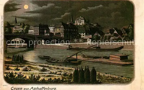 AK / Ansichtskarte Aschaffenburg Main Naechtliches Stimmungsbild um 1900 Kat. Aschaffenburg