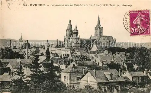 AK / Ansichtskarte Evreux Panorama sur la Cathedrale et la Tour de l Horloge Kat. Evreux