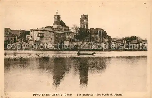 AK / Ansichtskarte Pont Saint Esprit Vue generale Les bords du Rhone Kat. Pont Saint Esprit