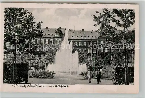 AK / Ansichtskarte Chemnitz Leuchtbrunnen am Schlossteich Bromsilber Imitation Kat. Chemnitz