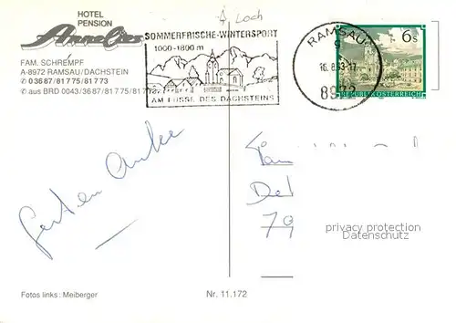 AK / Ansichtskarte Ramsau Dachstein Steiermark Hotel Annelies Luftseilbahn Kat. Ramsau am Dachstein