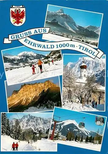 AK / Ansichtskarte Ehrwald Tirol Luftseilbahn Ski Kirche