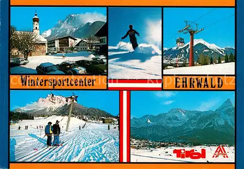 AK / Ansichtskarte Ehrwald Tirol Ski Kirche Luftseilbahn