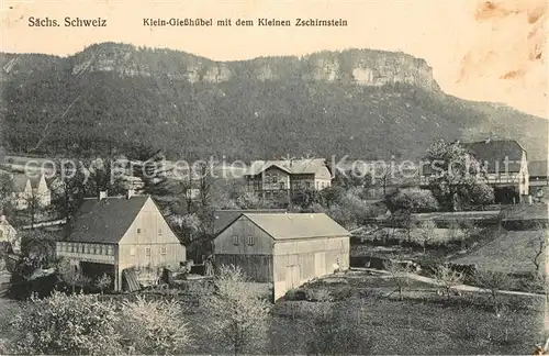 AK / Ansichtskarte Kleingiesshuebel mit dem Kleinen Zschirnstein Elbsandsteingebirge Kat. Reinhardtsdorf Schoena