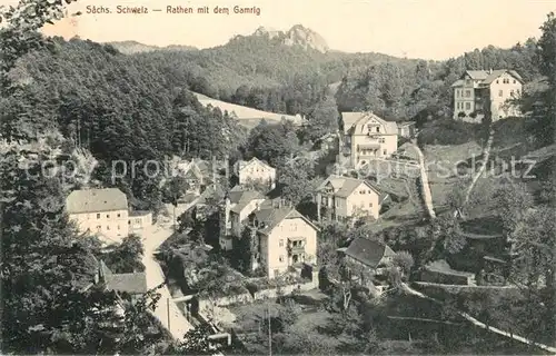 AK / Ansichtskarte Rathen Saechsische Schweiz mit dem Gamrig Elbsandsteingebirge Kat. Rathen Sachsen