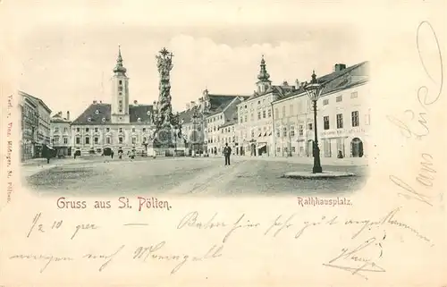 AK / Ansichtskarte St Poelten Rathausplatz Rathaus Pestsaeule Kat. St. Poelten