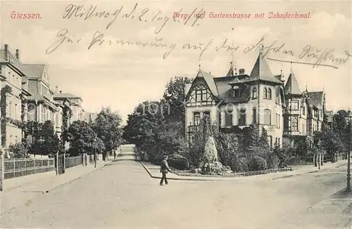 AK / Ansichtskarte Giessen Lahn Bergstrasse Gartenstrasse mit Jahndenkmal Kat. Giessen