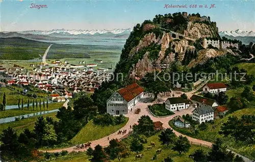 AK / Ansichtskarte Singen Hohentwiel Panorama mit Festungsruine Hohentwiel Kat. Singen (Hohentwiel)