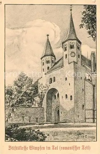 AK / Ansichtskarte Wimpfen Stiftskirche im Tal romanischer Teil Kuenstlerkarte Kat. Bad Wimpfen
