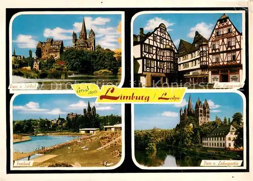 AK / Ansichtskarte Limburg Lahn Dom und Schloss Am Kornmarkt Freibad Lahnpartie Kat. Limburg a.d. Lahn