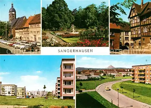 AK / Ansichtskarte Sangerhausen Suedharz Markt Rosarium Am Kornmarkt Bernhard Kronen Str Polytech Oberschule Wilhelm Pieck Kat. Sangerhausen