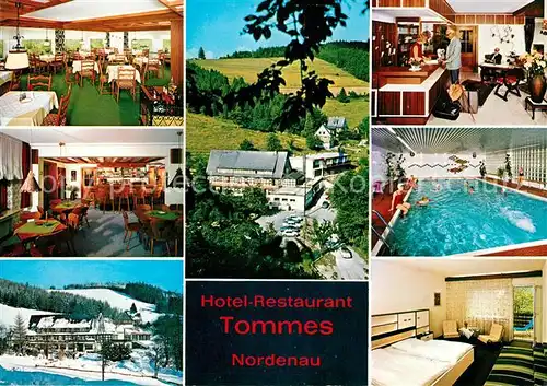 AK / Ansichtskarte Nordenau Hotel Restaurant Tommes Gastraeume Rezeption Hallenbad Gaestezimmer Kat. Schmallenberg