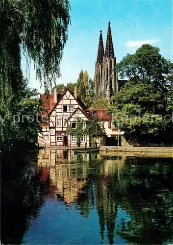 AK / Ansichtskarte Soest Arnsberg Muehle am grossen Teich mit Wiesenkirche