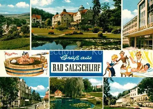 AK / Ansichtskarte Bad Salzschlirf Kurhaus Moorbadehaus Park Schwanenweiher Kat. Bad Salzschlirf