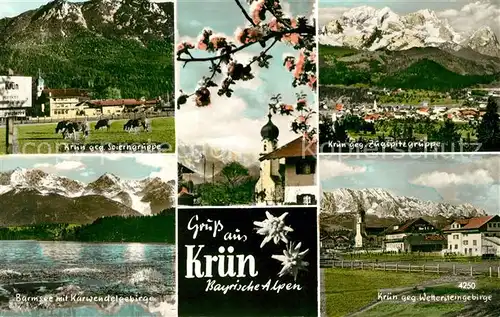 AK / Ansichtskarte Kruen mit Soierngruppe Zugspitzgruppe Barmsee Karwendelgebirge Wettersteingebirge Kat. Kruen
