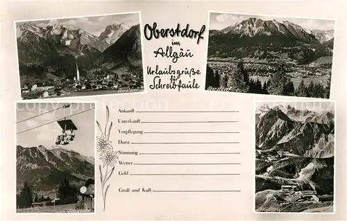 AK / Ansichtskarte Oberstdorf mit Sesselbahn und Nebelhorn Kat. Oberstdorf