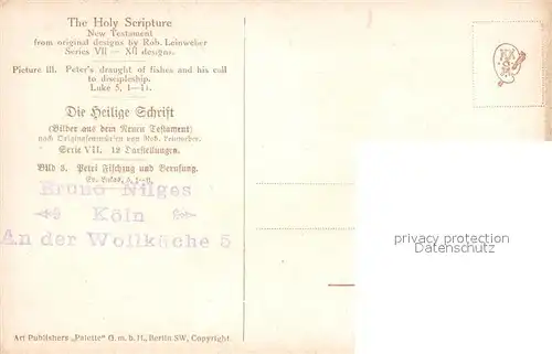 AK / Ansichtskarte Leinweber R. Die Heilige Schrift  Petri Fischung und Berufung  Kat. Kuenstlerkarte