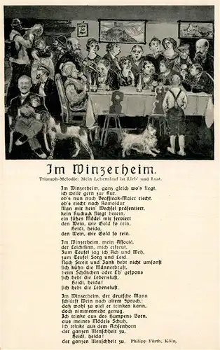 AK / Ansichtskarte Liederkarte Im Winzerheim  Kat. Musik