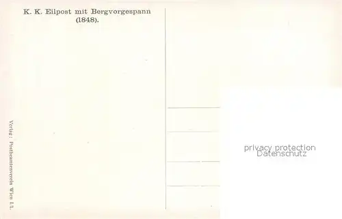 AK / Ansichtskarte Postkutsche Eilpost mit Bergvorgespann 1848 Kat. Post