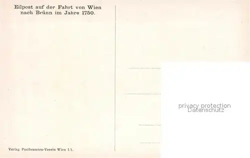 AK / Ansichtskarte Postkutsche Eilpost Fahrt von Wien nach Bruenn im Jahre 1750 K. Schnorpfeil  Kat. Post