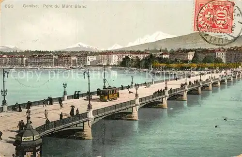 AK / Ansichtskarte Strassenbahn Geneve Pont du Mont Blanc  Kat. Strassenbahn