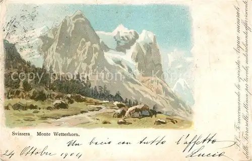 AK / Ansichtskarte Wetterhorn Lauterbrunnen Gebirgspanorama Berner Alpen Litho Kat. Lauterbrunnen Wetterhorn