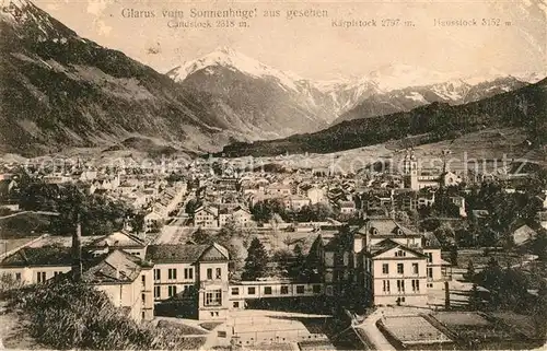AK / Ansichtskarte Glarus GL vom Sonnenhuegel aus gesehen Alpenpanorama Kat. Glarus