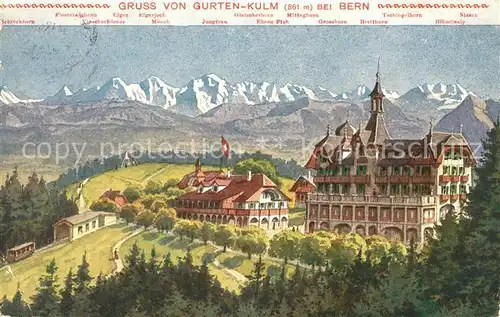 AK / Ansichtskarte Gurten Bern Gurten Kulm Berghotel Alpenpanorama Kuenstlerkarte Kat. Gurten