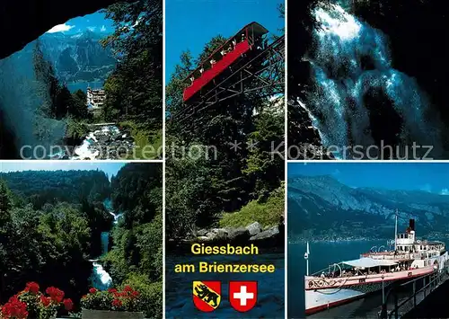 AK / Ansichtskarte Giessbach am Brienzersee Bergbahn Wasserfall Fahrgastschiff Kat. Brienz
