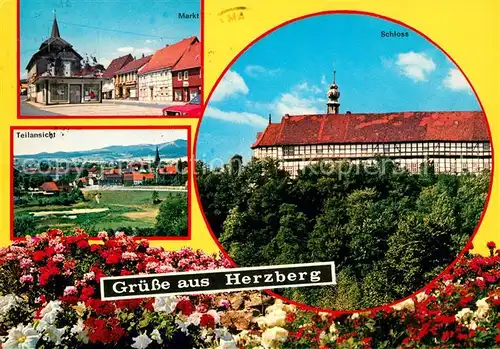 AK / Ansichtskarte Herzberg Harz Markt Teilansicht Schloss Kat. Herzberg am Harz