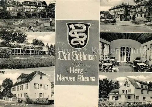 AK / Ansichtskarte Bad Salzhausen Golfplatz Kurhaus Saline Lesehalle Haus Hachenburger Haus Tannenhof Kat. Nidda
