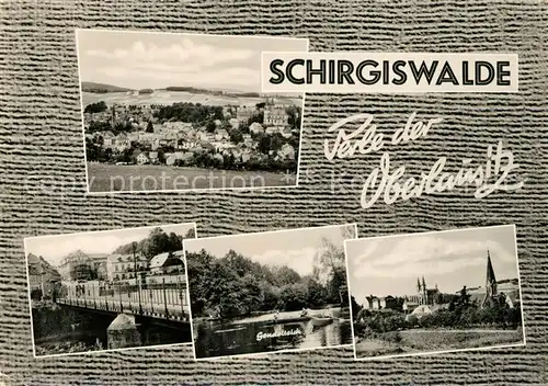 AK / Ansichtskarte Schirgiswalde Panorama Gondelteich Kirche Kat. Schirgiswalde