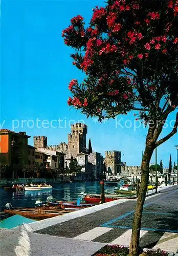 AK / Ansichtskarte Sirmione Lago di Garda Schloss Hafen / Lago di Garda /