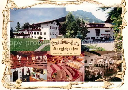 AK / Ansichtskarte Jungholz Wertach Traditions Hotel Sorgschrofen Bueffet Gaststube Kat. Wertach