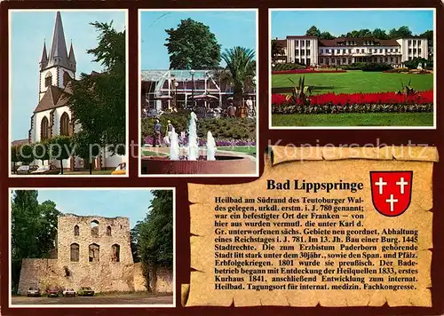 AK / Ansichtskarte Bad Lippspringe Kirche Ruine Kurpark Kurhaus Kat. Bad Lippspringe
