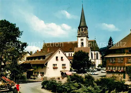 AK / Ansichtskarte Glottertal Partie am Engel mit Kirche Kat. Glottertal Schwarzwald