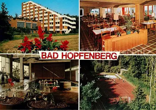 AK / Ansichtskarte Petershagen Weser Bad Hopfenburg Hotel Gastraum Hallenbad Tennisplatz Kat. Petershagen