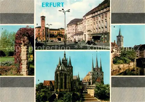 AK / Ansichtskarte Erfurt Stadtpark Bahnhofsplatz mit HO Hotel Erfurter Hof Dom und Severi Kraemerbruecke Kat. Erfurt